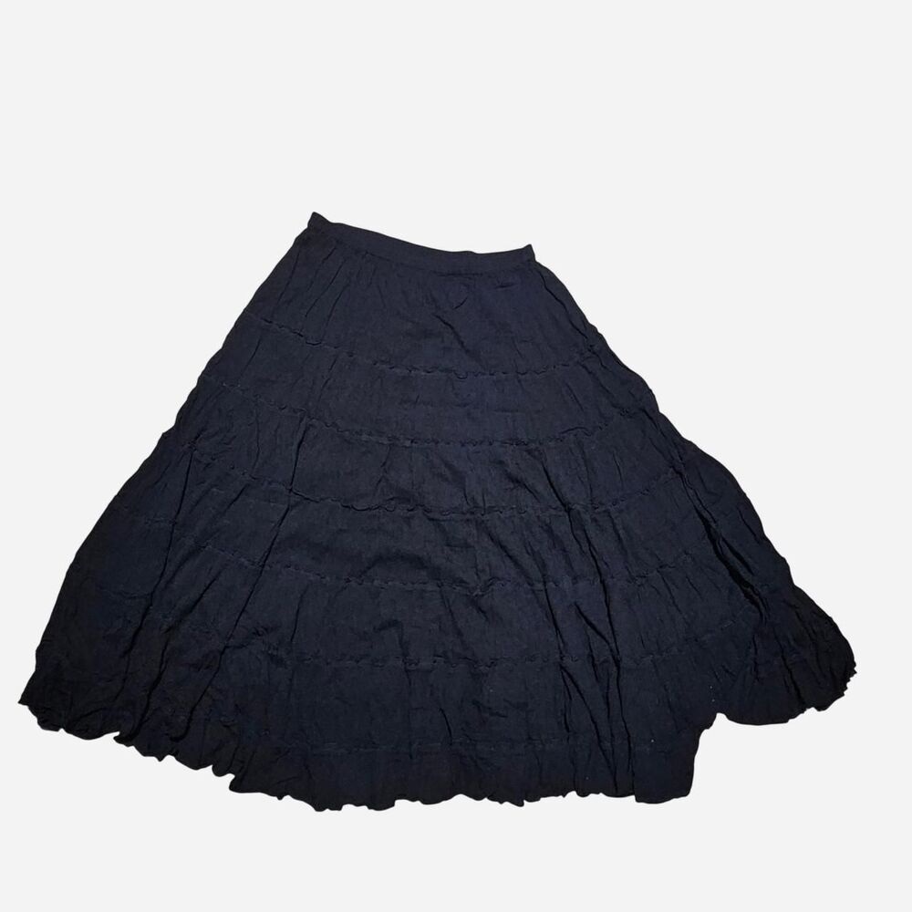 boho whimsigoth black tiered maxi skirt